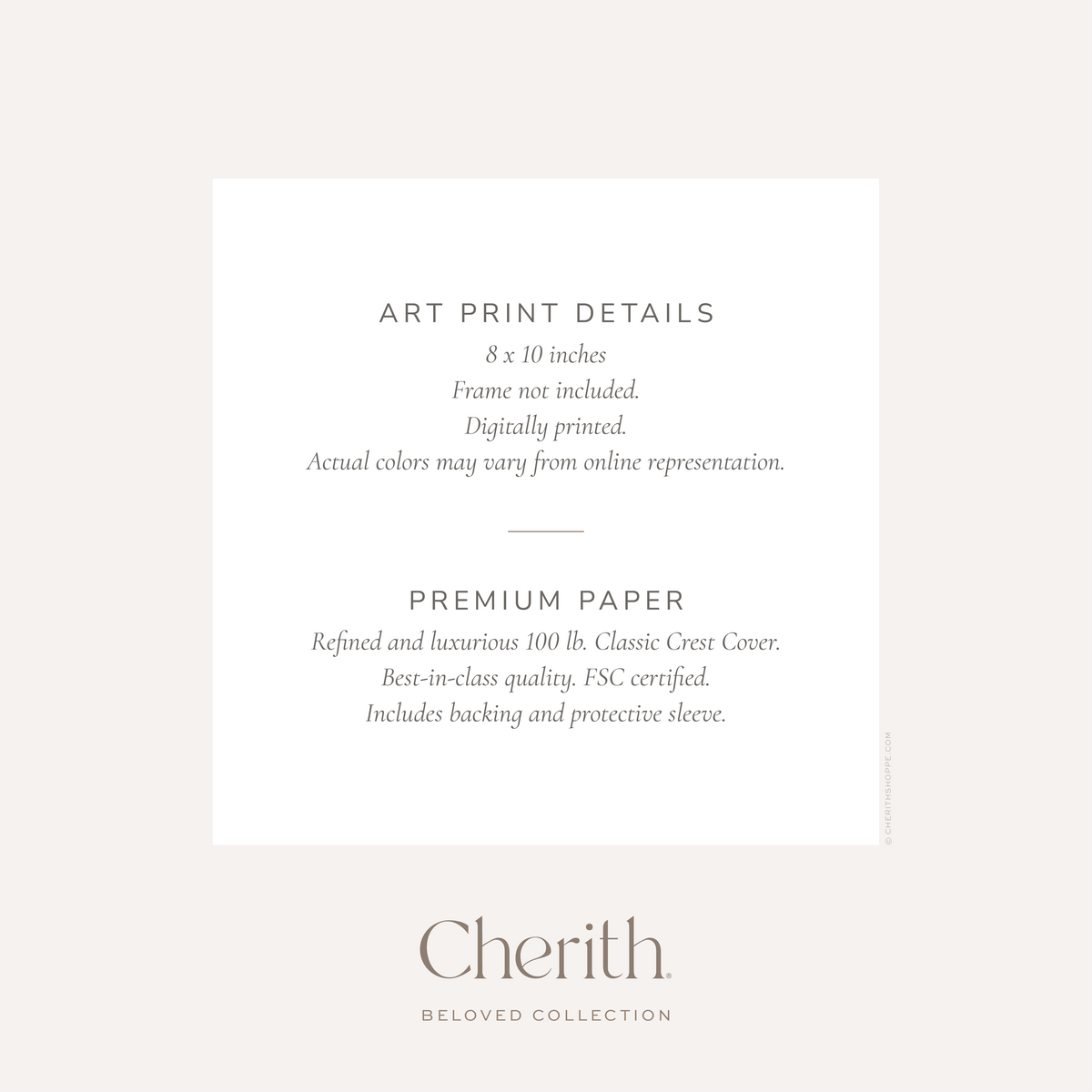 Cherith® art print details.