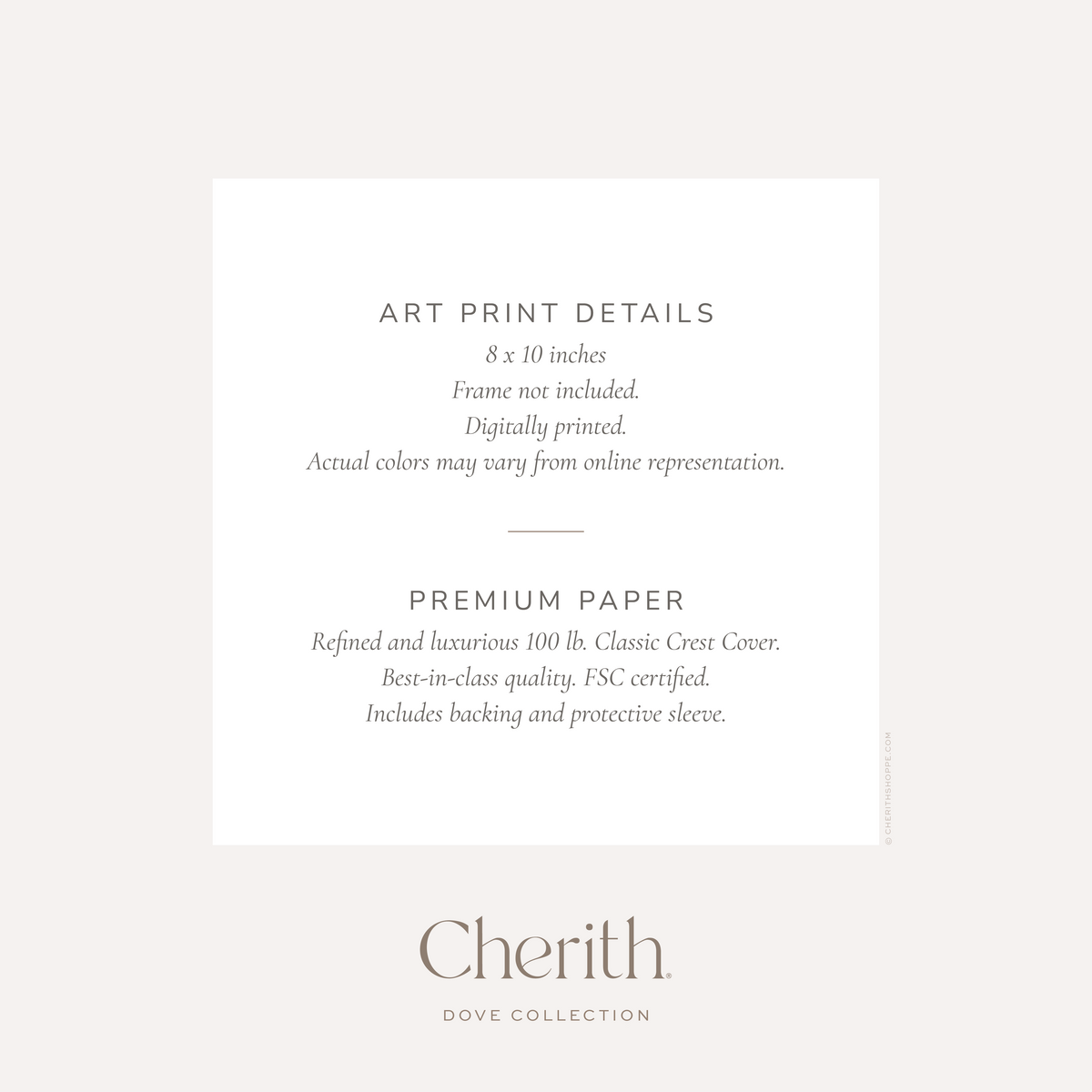 Cherith® art print details.
