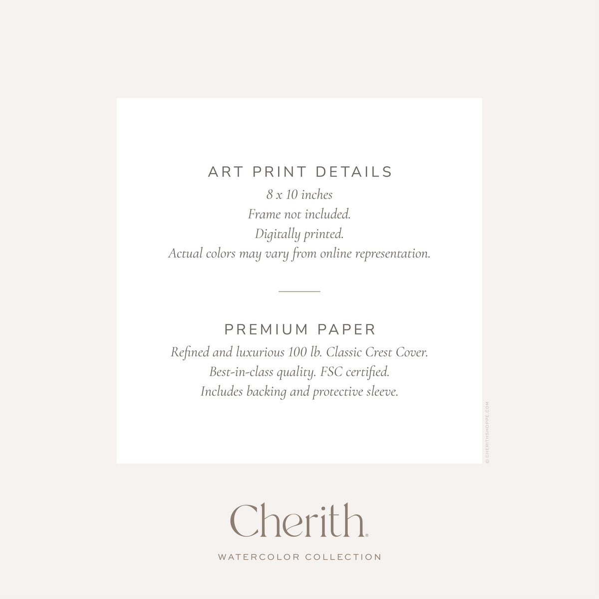 Cherith® art print details.