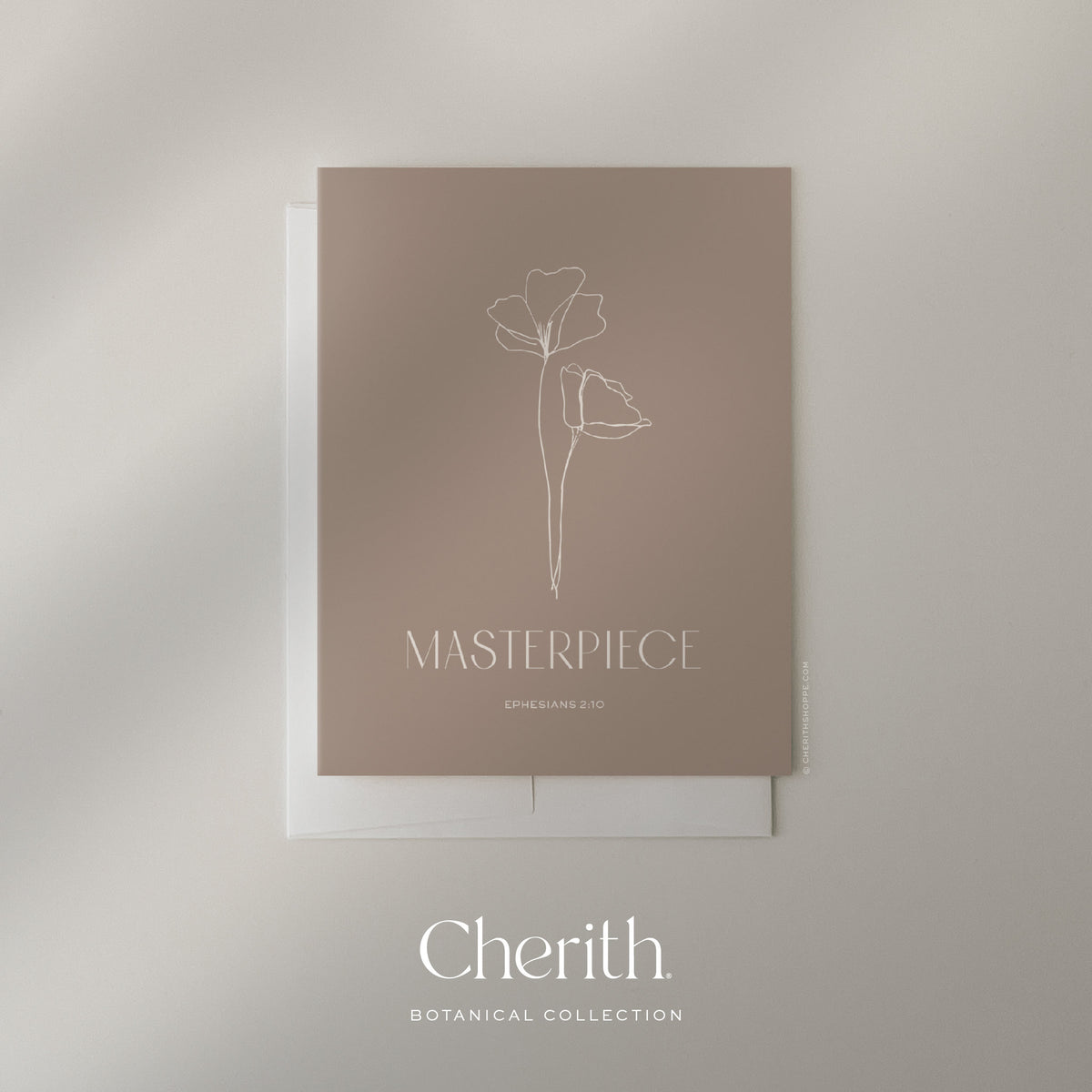 Masterpiece Ephesians 2:10 card with a hand-drawn flower, by Cherith.