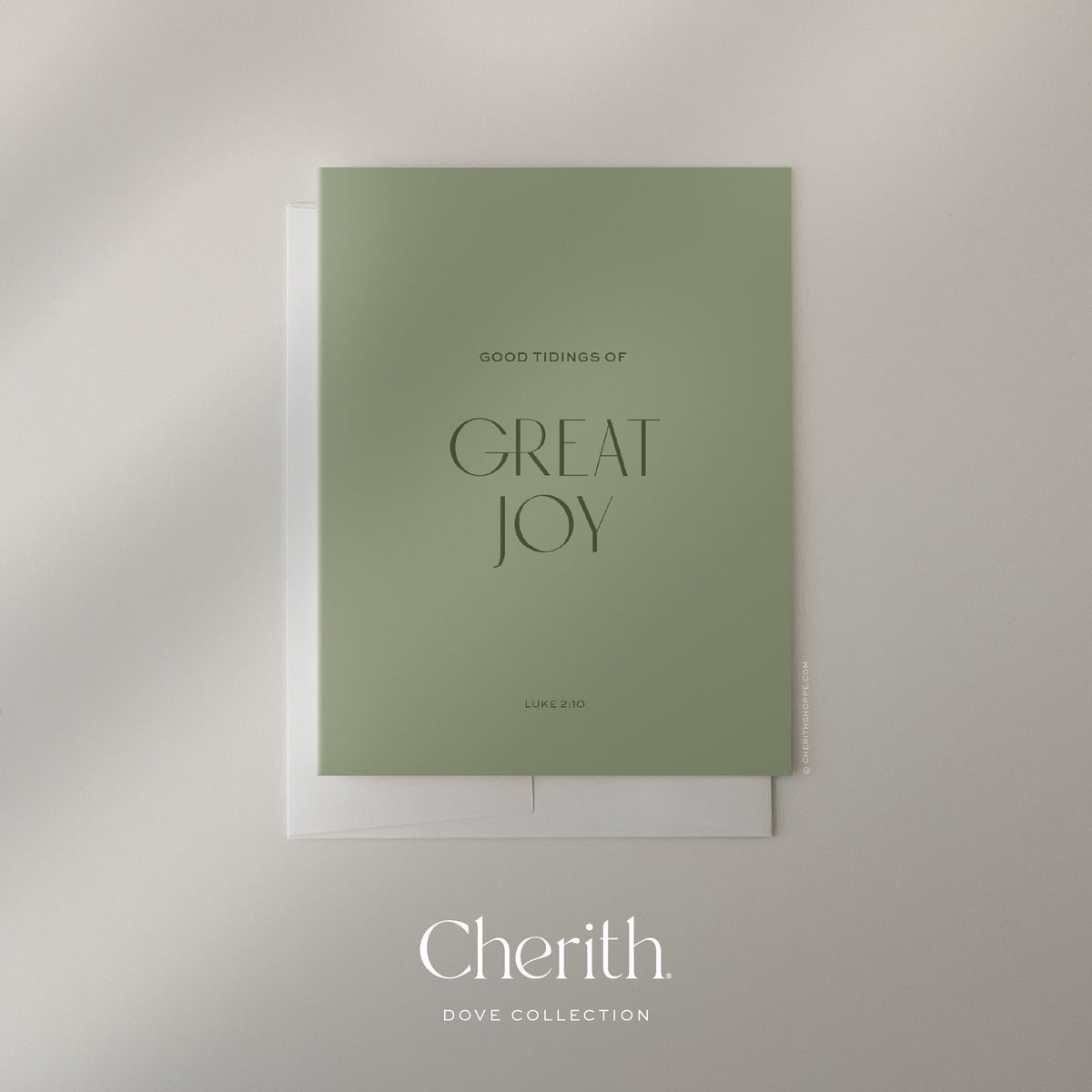 Good Tidings of Great Joy Luke 2:10 green card, by Cherith.