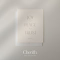 Joy and Peace As You Trust Romans 15:13 cream card, by Cherith.