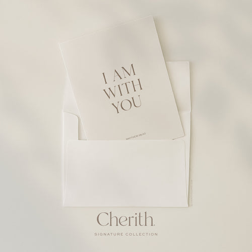 I Am With You Matthew 28:20 card tucked into an envelope, by Cherith.