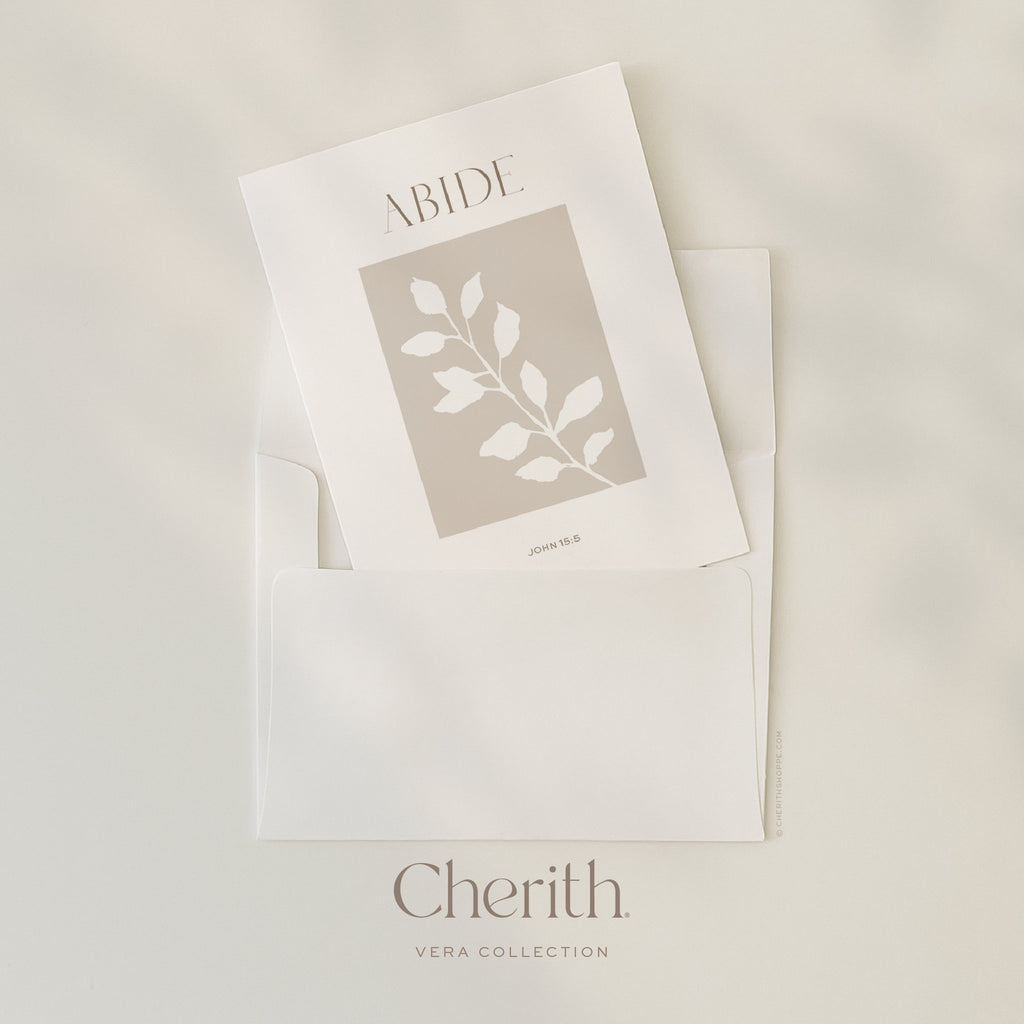 Abide John 15:5 card, tucked into an envelope, by Cherith.