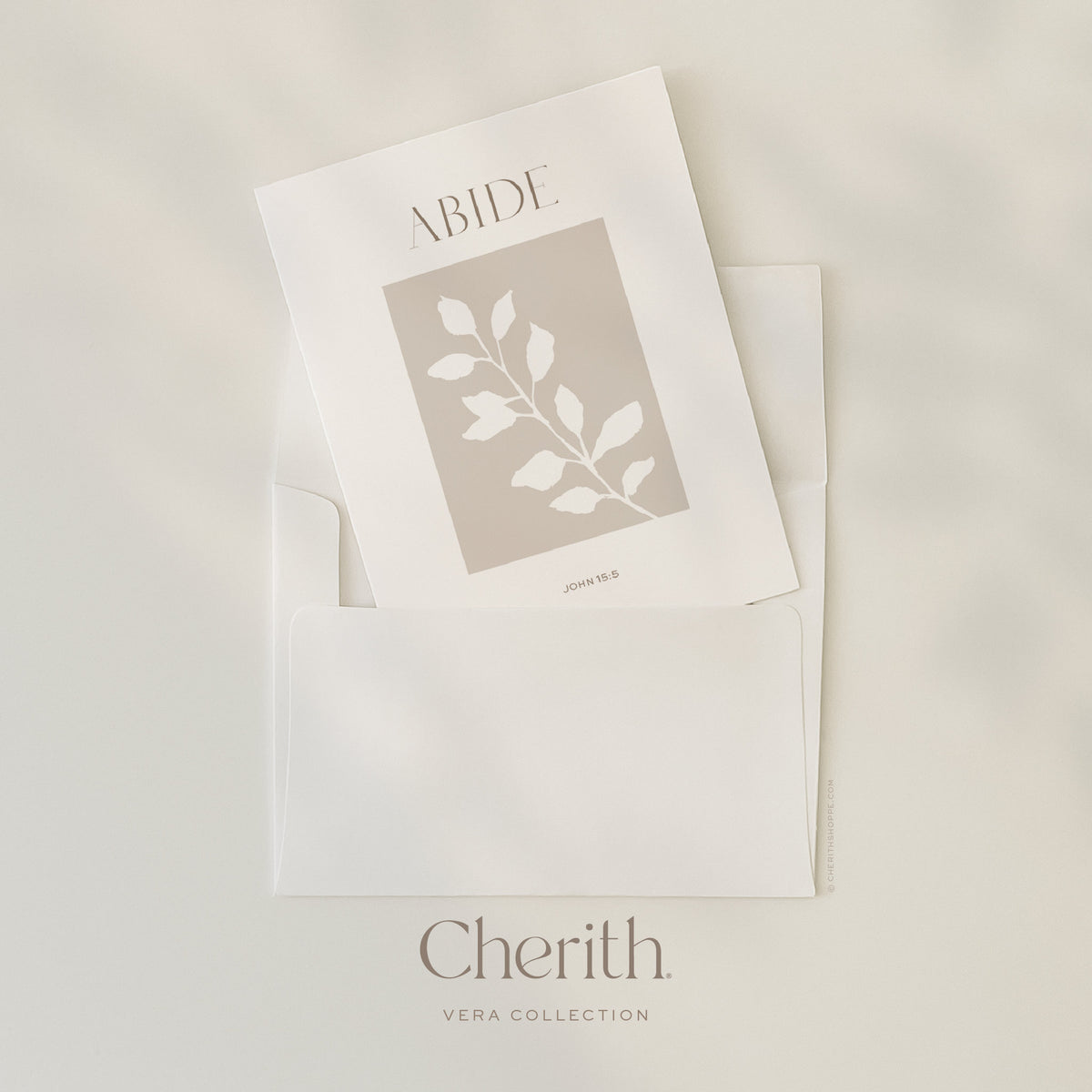 Abide John 15:5 card, tucked into an envelope, by Cherith.