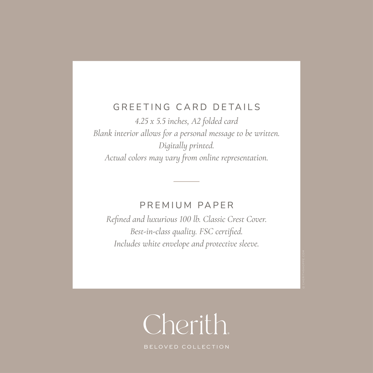 Cherith® greeting card details.
