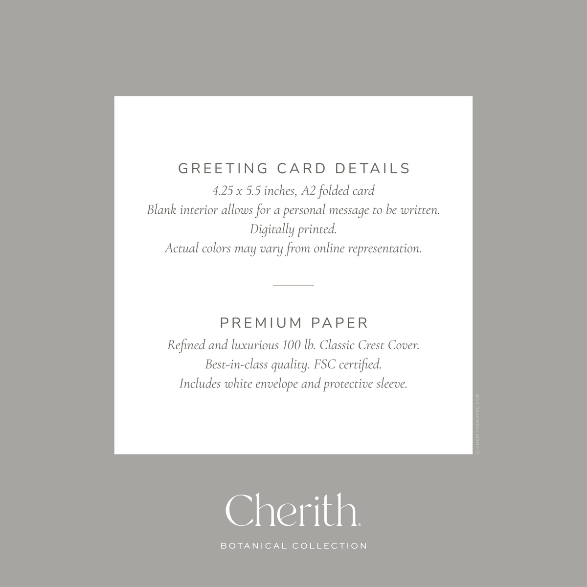 Cherith® greeting card details.