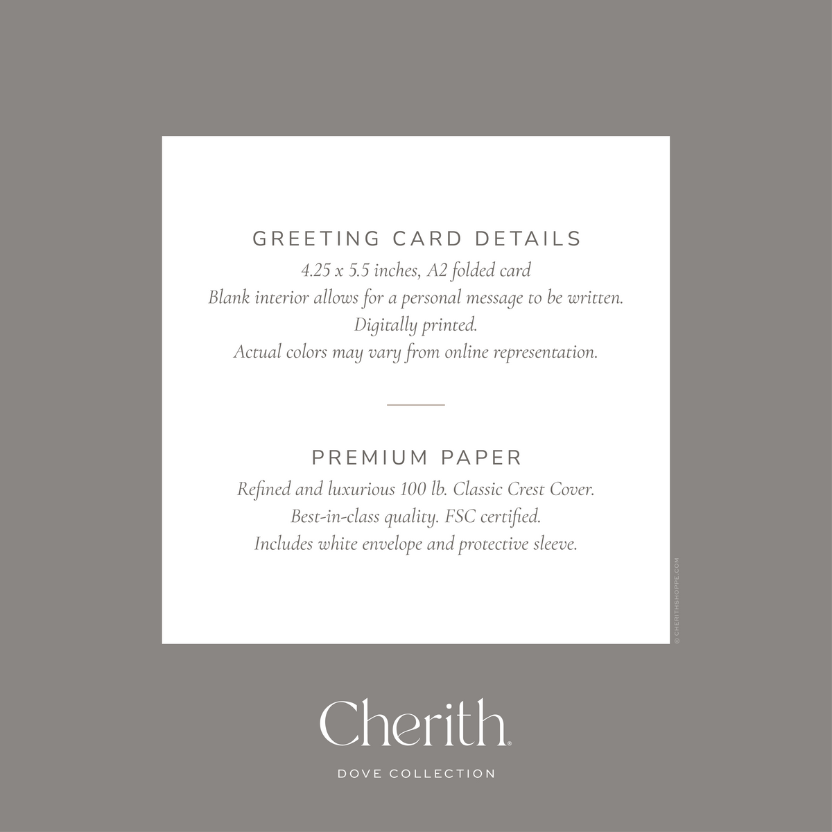 Cherith® greeting card details.