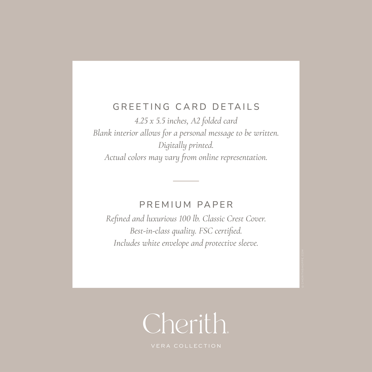 Cherith® greeting card details.