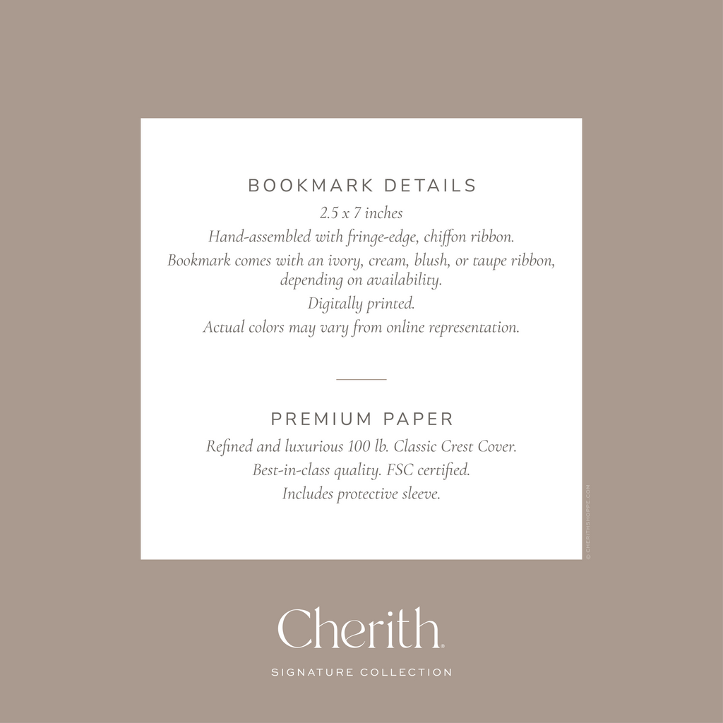 Cherith® bookmark details.