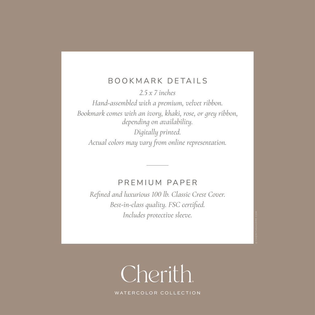 Cherith® bookmark details.